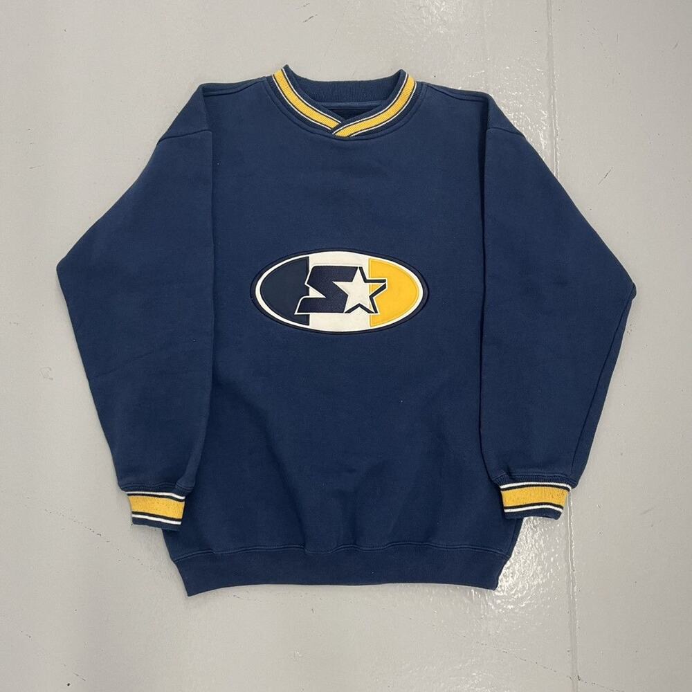 Vintage 90s Starter Navy/Yellow Embroidered Sweatshirt